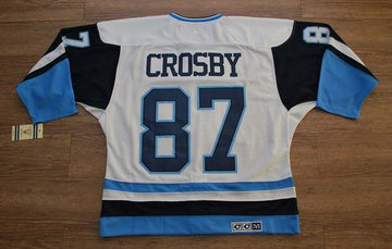 Sidney Crosby Pittsburgh Penguins white-blue Throwback jersey