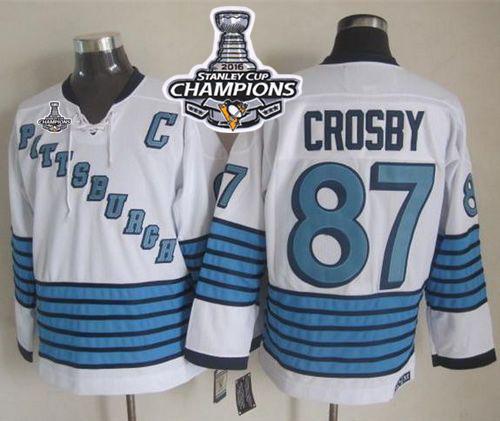 Sidney Crosby White-Light Pittsburgh Penguins blue Throwback jersey