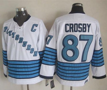 Sidney Crosby White-Light Pittsburgh Penguins blue Throwback jersey