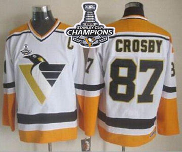 Sidney Crosby Pittsburgh Penguins white-yellow Throwback jersey