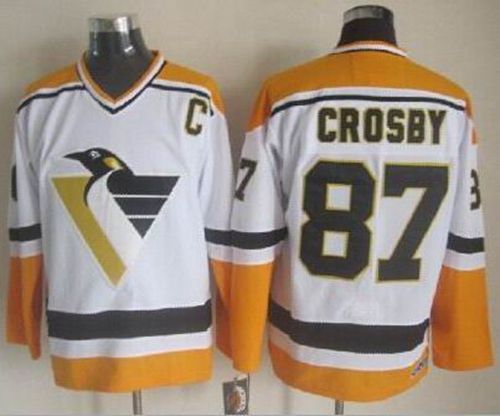 Sidney Crosby Pittsburgh Penguins white-yellow Throwback jersey