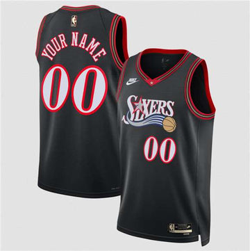 Custom Philadelphia 76ers black Classic jersey