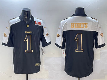 Jalen Hurts Philadelphia Eagles black-gold jersey