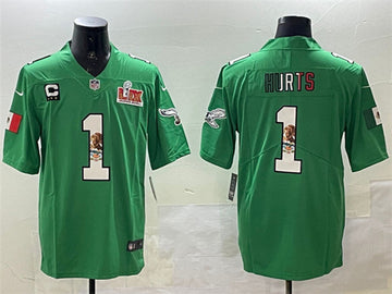 Jalen Hurts Philadelphia Eagles green jersey