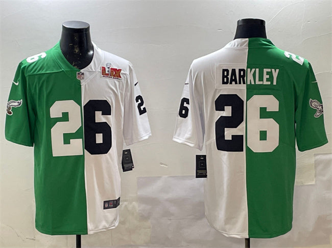Saquon Barkley Philadelphia Eagles green-white Split jersey