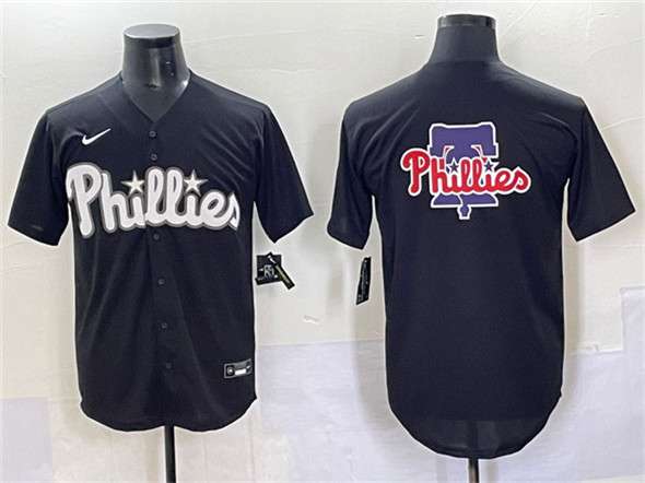 Team Big Logo Philadelphia Phillies black Lights Out jersey