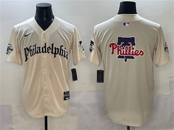 Team Big Logo Philadelphia Phillies cream jersey