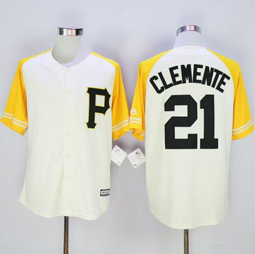 Roberto Clemente Pittsburgh Pirates cream-gold jersey