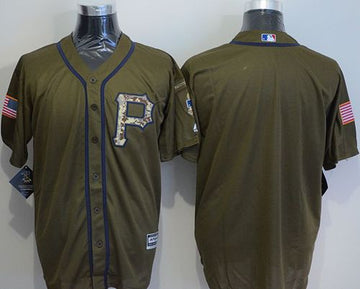 Custom Pittsburgh Pirates green Salute To Service jersey