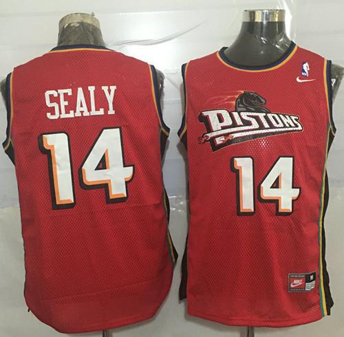 Malik Sealy Detroit Pistons red Throwback jersey