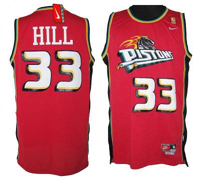 Hill Detroit Pistons red Throwback jersey