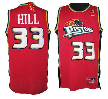 Hill Detroit Pistons red Throwback jersey