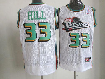 Hill Detroit Pistons white Throwback jersey