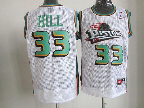 Hill Detroit Pistons white Throwback jersey