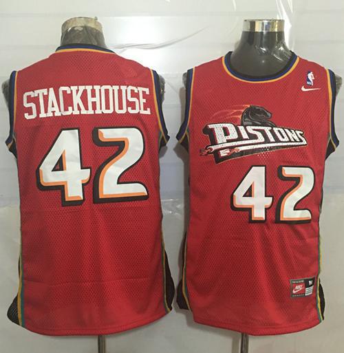 Jerry Stackhouse Detroit Pistons red Throwback jersey