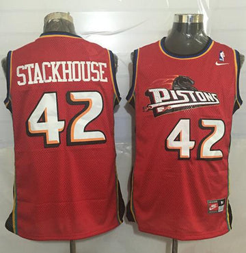 Jerry Stackhouse Detroit Pistons red Throwback jersey