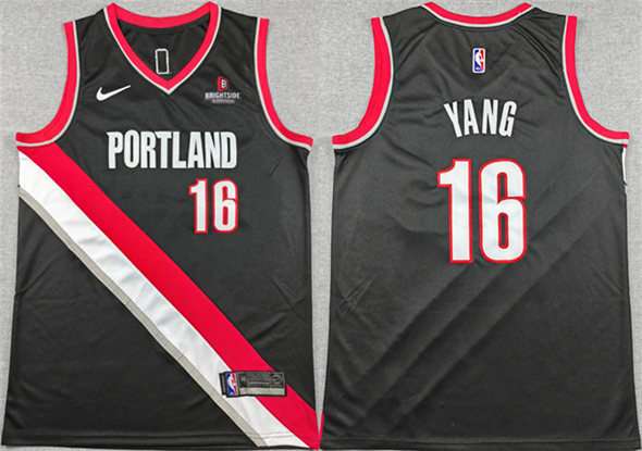 Yang Hansen Portland Trail Blazers black jersey