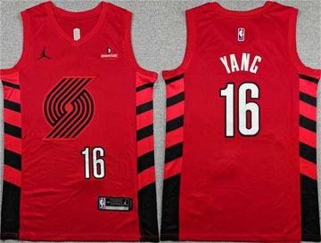 Yang Hansen Portland Trail Blazers red jersey