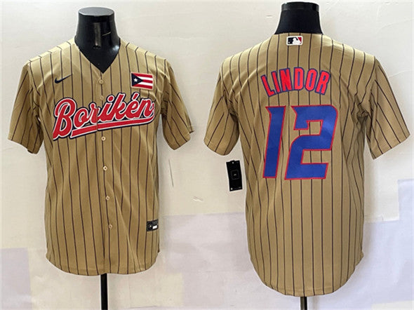 Francisco Lindor Puerto Rico Baseball tan Classic jersey