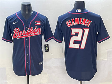 Roberto Clemente Puerto Rico Baseball navy Classic jersey