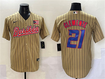 Roberto Clemente Puerto Rico Baseball tan Classic jersey