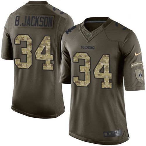 Bo Jackson Las Vegas Raiders green Salute To Service jersey