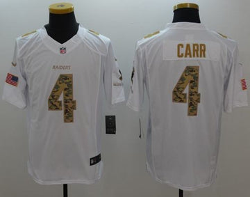 Derek Carr Las Vegas Raiders white Salute To Service jersey