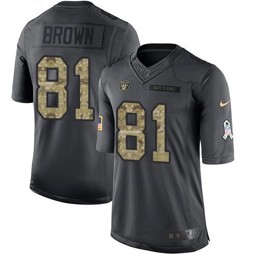 Tim Brown Las Vegas Raiders black Salute To Service jersey