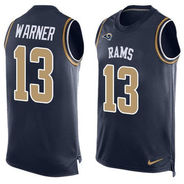 Kurt Warner Los Angeles Rams navy jersey