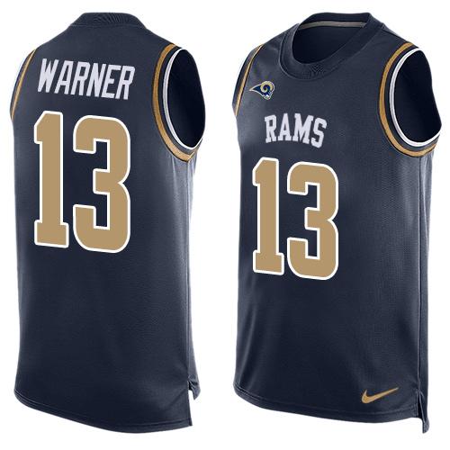 Kurt Warner Los Angeles Rams navy jersey