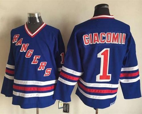 Eddie Giacomin New York Rangers blue jersey