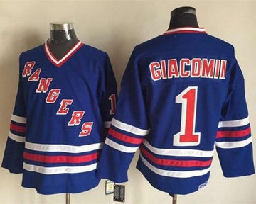 Eddie Giacomin New York Rangers blue jersey