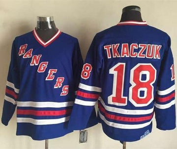 Walt Tkaczuk New York Rangers blue jersey