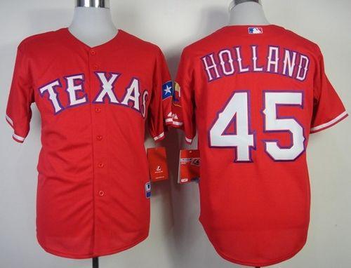 Derek Holland Texas Rangers red jersey
