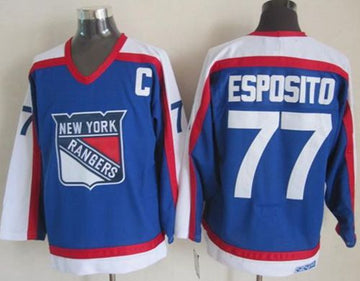 Phil Esposito New York Rangers blue-white Throwback jersey