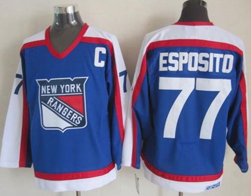 Phil Esposito New York Rangers blue-white Throwback jersey