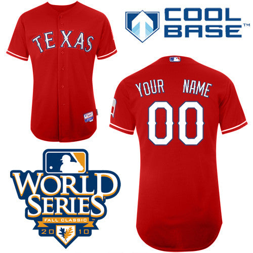 Custom Texas Rangers red Authentic jersey