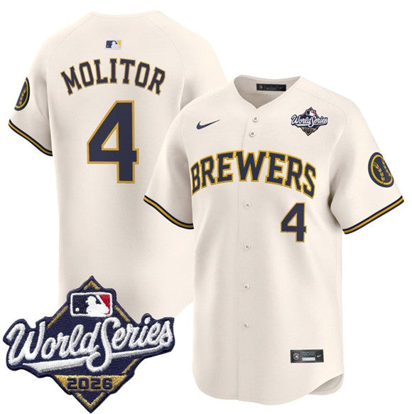Paul Molitor Milwaukee Brewers cream Limited jersey