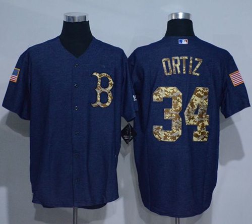David Ortiz Denim Boston Red Sox blue Salute To Service jersey