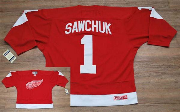 Terry Sawchuk Detroit Red Wings red Throwback jersey
