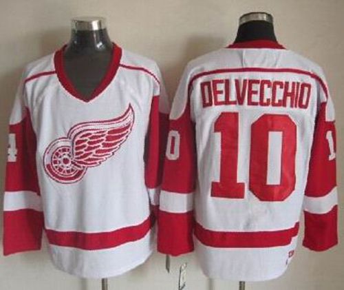 Alex Delvecchio Detroit Red Wings white Throwback jersey