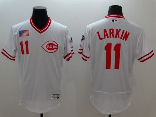 Barry Larkin Cincinnati Reds white Authentic jersey