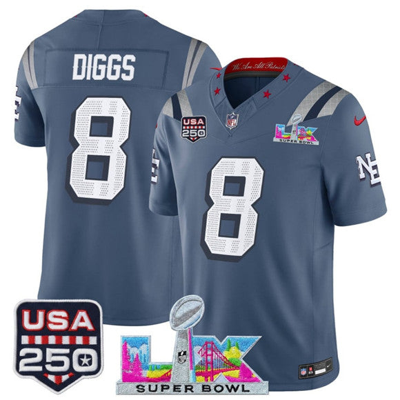 Stefon Diggs Storm New England Patriots blue Vapor jersey
