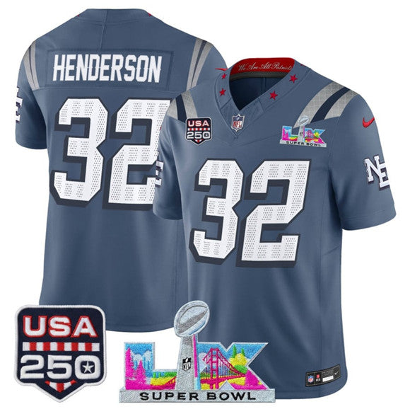TreVeyon Henderson Storm New England Patriots blue Vapor jersey