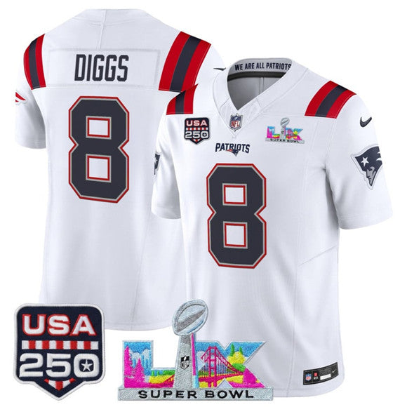 Stefon Diggs New England Patriots white Vapor jersey