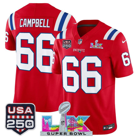 Will Campbell New England Patriots red Vapor jersey