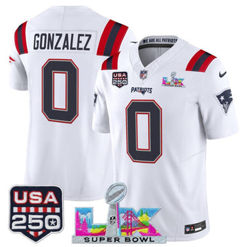 Christian Gonzalez New England Patriots white Vapor jersey