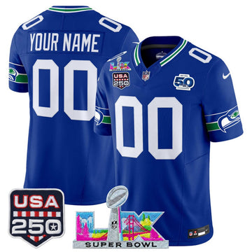 Custom Seattle Seahawks royal Vapor jersey