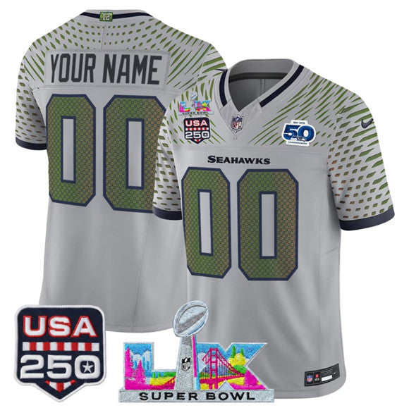 Custom Seattle Seahawks gray Vapor jersey