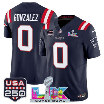 Christian Gonzalez New England Patriots navy Vapor jersey